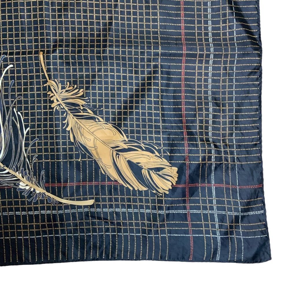 VINTAGE feathers black square scarf - Picture 5 of 7